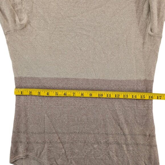 White House Black Market Asymmetrical Tunic Sweater Womens Gold 3/4 Sleeve Sz M - Picture 7 of 10